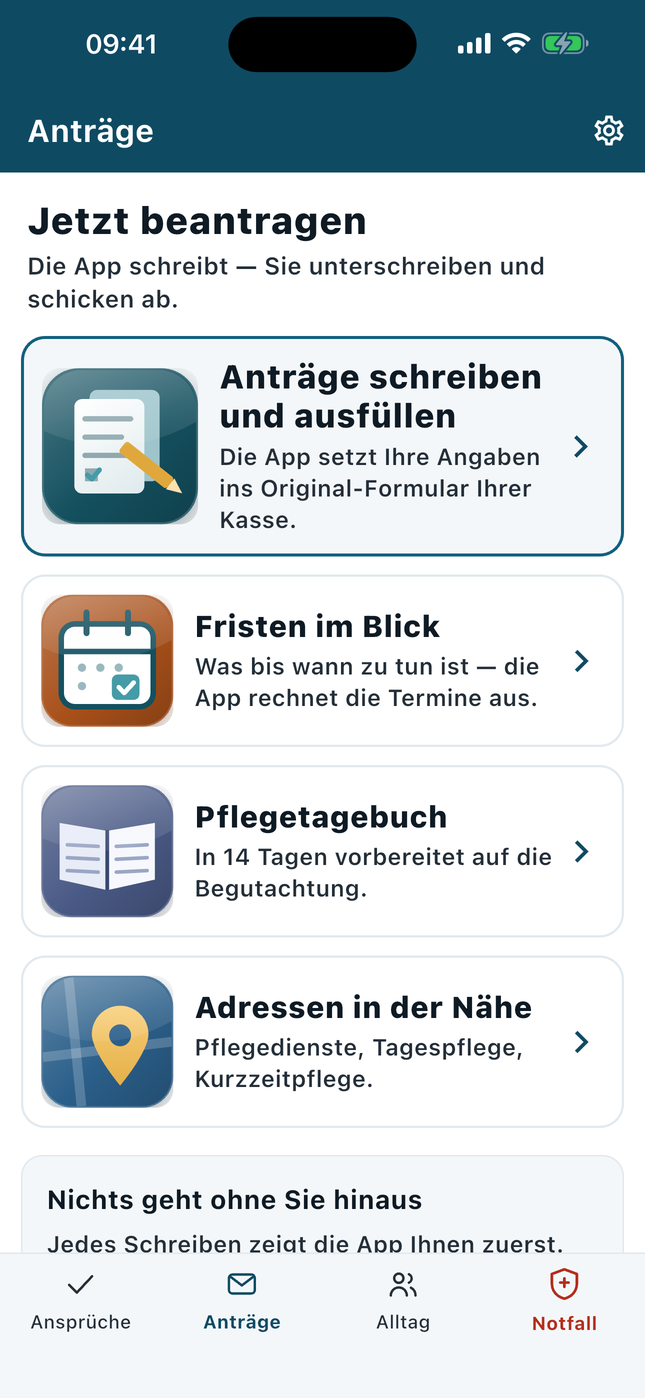 Der Reiter Anträge in PflegeEasy: Anträge schreiben, Fristen, Pflegetagebuch